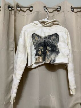 Darc Sport Cream Hoodie with Black Wolf Patch
